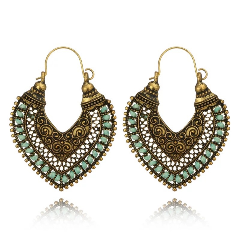 Boho bohemian earrings Tibetan gypsy - Picture 2 of 6